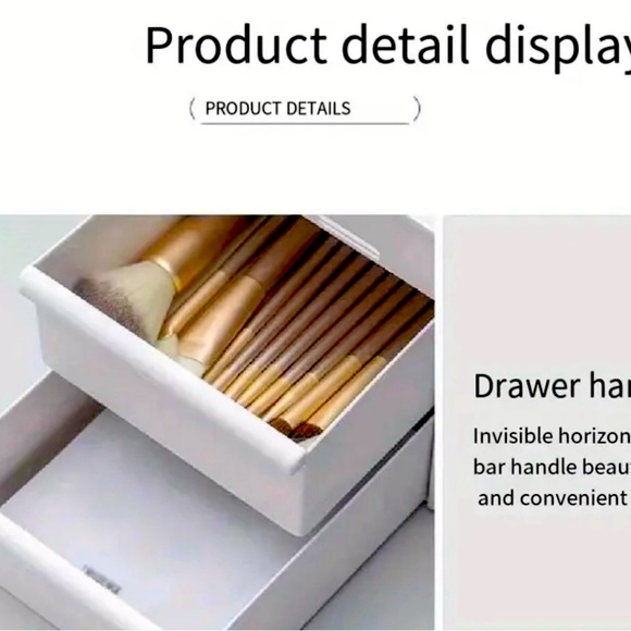 New - Large Capacity - Chic Vanity Organizer - Polished White - Picture 3 of 7